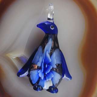 Dichroic Glass Lampwork penguin pendant bead A4001  