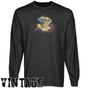 Tulsa Golden Hurricane Charcoal Distressed Logo Vintage Long Sleeve T 