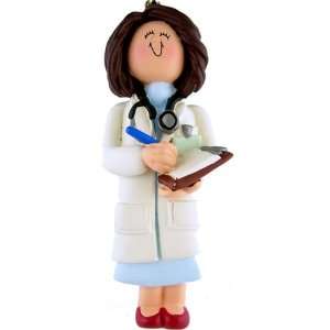  3192 Doctor Female Brunette Personalized Christmas 