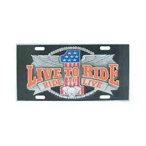   SVP4 Carved and Enameled Live to Ride License Plate Automotive
