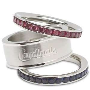  St. Louis Cardinals Team Logo Crystal Stacked Ring Set 