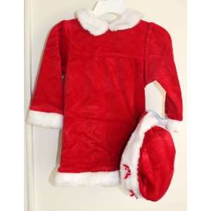  Red Infant Girls Baby Santa Dress and Matching Hat with 
