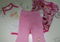 NWT ECKO 3PC LOT ONESIES PANTS OUTFIT SET BABY GIRLS 9M  