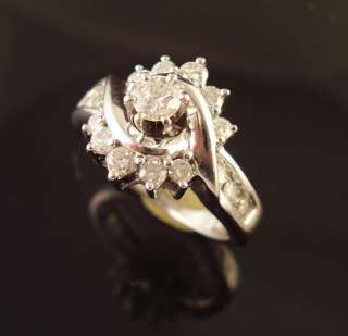 14k WHITE GOLD DIAMOND ENGAGEMENT RING .75 CT  