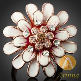   flower Cocktail Fashion Ring rose gold GP Swarovski Crystal  