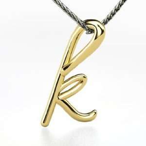    Love Letter K Pendant, 18K Yellow Gold Initial Necklace Jewelry