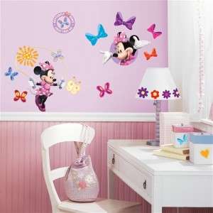 33 New MINNIE MOUSE BOW TIQUE WALL DECALS Disney Stickers Girls Pink 