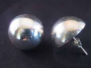 BALL DOME EARRINGS .925 SILVER 5/8 wide TAXCO MEXICO  