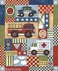 Clothworks Cotton Fabric Fire Engines, Police, Panel  