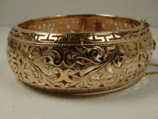 RARE 25MM WIDE MINGS MINGS 14KT GOLD BANGLE.  