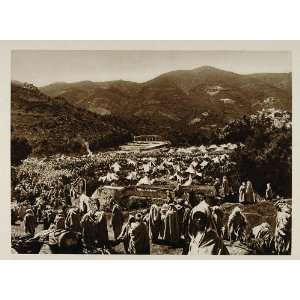 1924 Pilgrims Camp Moulay Idriss Morocco Photogravure 