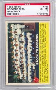 1956 Topps Brooklyn Dodgers Team Card (Gray Back) (#166) PSA6 PSA 