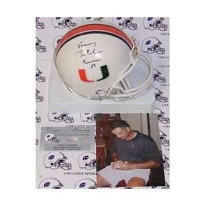 Vinny Testeverde Signed Miami Hurricanes Mini Helmet  
