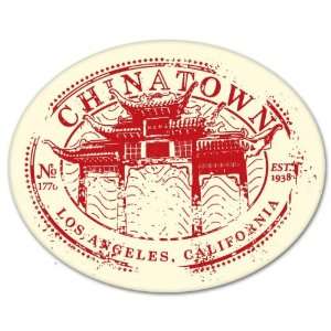 Los Angeles Chinatown Travel Stamp bumper sticker 5 x 4