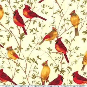  45 Wide Nature Cardinals Cream Fabric By The Yard Arts 