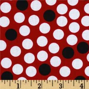  44 Wide Remix Dots Red Fabric By The Yard Arts, Crafts 