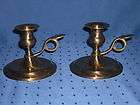 VINTAGE SET OF 2 SOLID BRASS CANDLE HOLDERS REMOVABLE HANDLE MADE IN 
