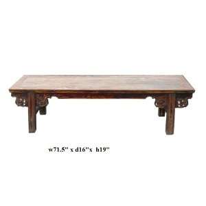  Chinese Rustic Long Carving Low Long Bench Ass797