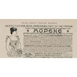 1898 ORIGINAL Vintage Ad Modene Hair Remover Removal   Original Print 