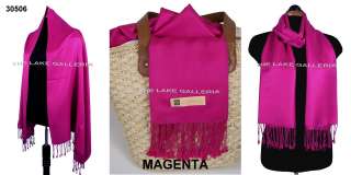 MAGENTA 100% Pure Silk Shawl Wrap Scarf 2Ply Soft Satin Weave Pashmina 