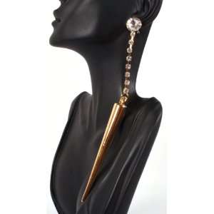   Gold Spike Drop Earrings with Big Stud Poparazzi Basketball Mob Wives
