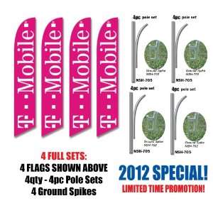 FOUR T Mobile Wireless 16ft Feather Banner Flag Set   INCLUDES 15FT 