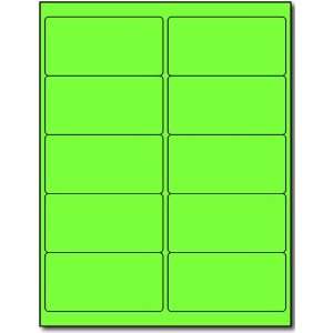  Labels, Fluorescent Green, 4 x 2   25 Sheets / 250 