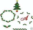 EMBROIDERY MACHINE DESIGN HOLIDAY HOLLY MONOGRAM FONTS