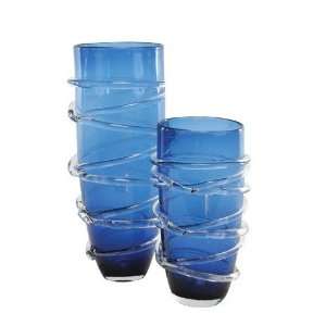  Blue Swirl Vase Set of 2pc