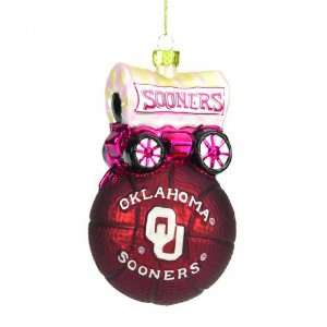  Oklahoma Sooners 5 Glass Mascot Basketball Ornament 