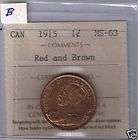 1934 Mint State ICCS GRADED ONE CENT MS 63  