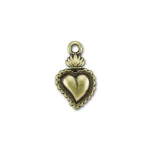   Brass Oxide Pewter Sacred Heart Milagro Charm Arts, Crafts & Sewing