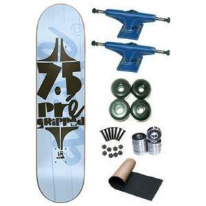  Cliche Blue Pre Gripped 7.5 Skateboard Deck Complete 