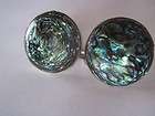 VINTAGE MEXICO IGUALA EAGLE1 STERLING SILVER ABALONE SCREW BACK 