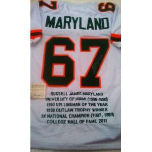  Russell Maryland Signed University of Miami Stat Jersey 