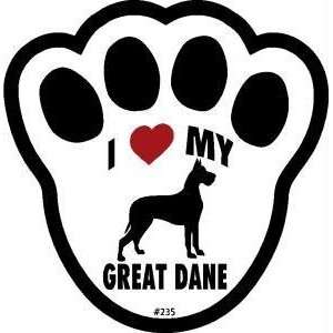  I Love My Great Dane Dog Pawprint Window Decal Pet 