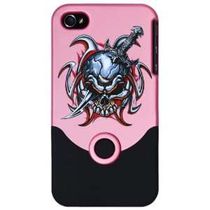  iPhone 4 or 4S Slider Case Pink Tribal Skull With Knife 