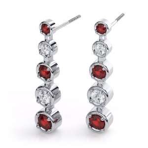  Journey Diamond and Garnet Earrings in Platinum. (.50ctw 
