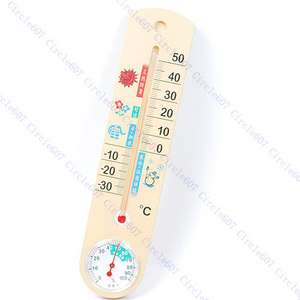 Glass Wall Outdoor Indoor Thermometer Hygrometer Temp  
