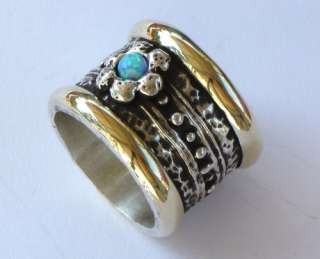 Impressive Sterling Silver 925 ring with gold 9k and Opal gemstone 