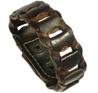   leather bracelet made with interconnected leather pieces two sizes B1
