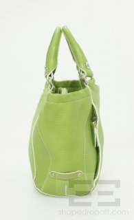 Cole Haan Lime Green Pebbled Leather Zipper Handbag  