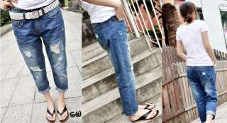   Rise Boyfriend Style Denim Ripped Frayed Jean Jeans Pants Trousers Ioj