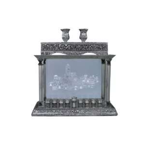  Deluxe Silver Menorah with Jerusalem and Shabbat 