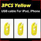 new 3 x Yellow USB Data Sync Charger Cable For iPhone 4G iPod Touch