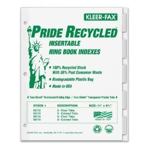  Kleer Fax Recycled Insertable Ring Book Index,5 x Tab   8 