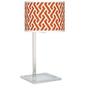  Red Brick Weave Glass Inset Giclee Table Lamp