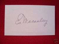 ED MACAULEY BASKETBALL SIGNED 3 X 5 CARD (DECEASED)  