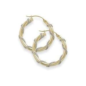  Two Toned 1 Inch Intertwining Gold Hoop Earrings Jewelry
