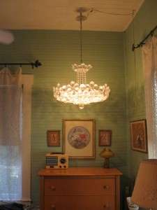 Gorgeous Vintage Art Deco Luminaire Lead Crystal Prism Chandelier 15 